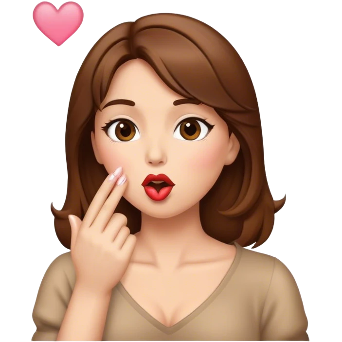 Brown haired lady blowing a kiss emoji