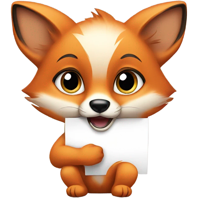 Baby fox with a blank sign emoji