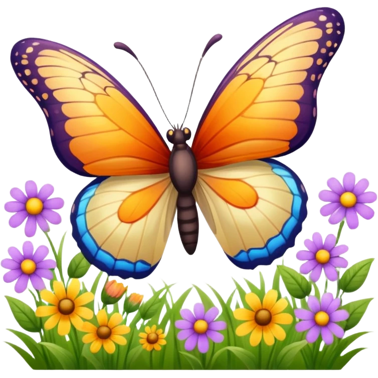 La la mañana se alegra entre flores y praderas ve avanzar mariposa bella y majestuosa entre colibrís y la abeja polinizando y Disfrutando del néctar de su miel emoji