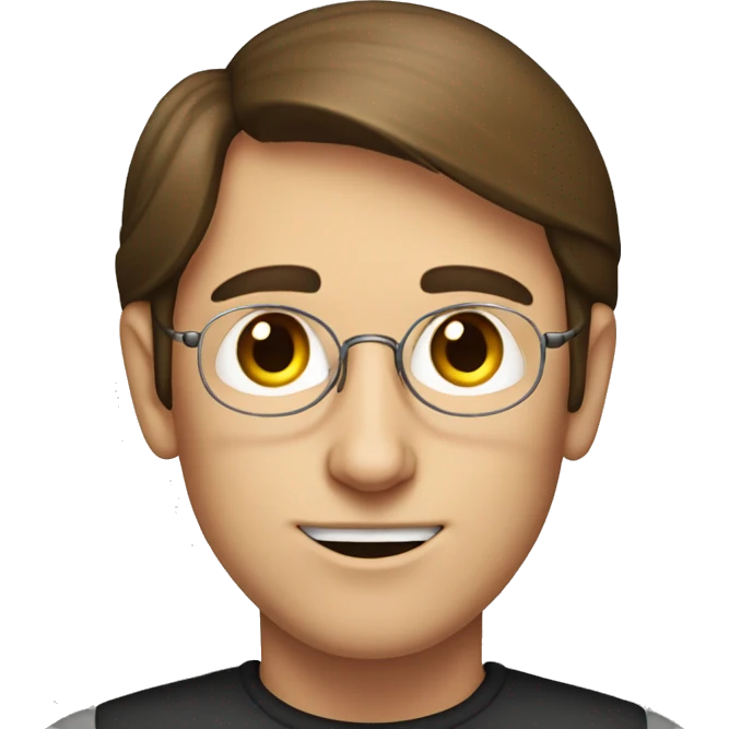 young Steve jobs drawn with brown hair and without glasses emoji