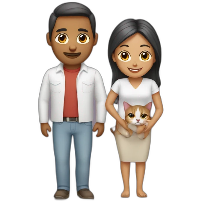 Pareja de mujeres con un gato emoji