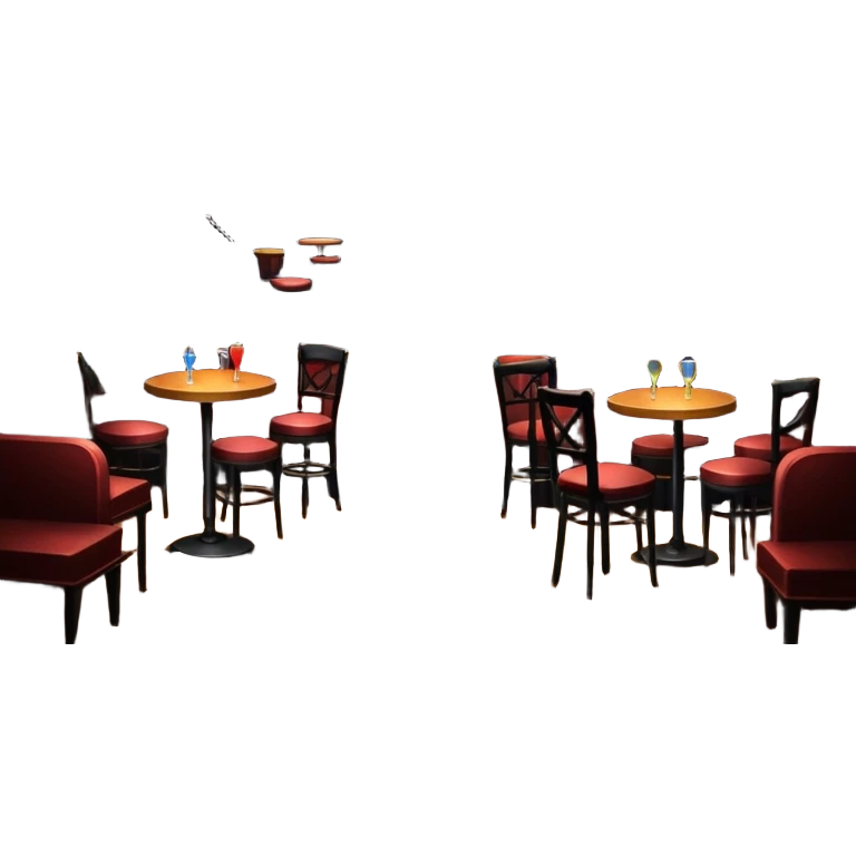inside of a jazz nightclub, stage with microphone, dim lighting, small tables, cozy atmosphere emoji
