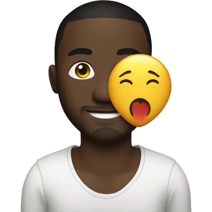 Man holding I love Akon sign emoji