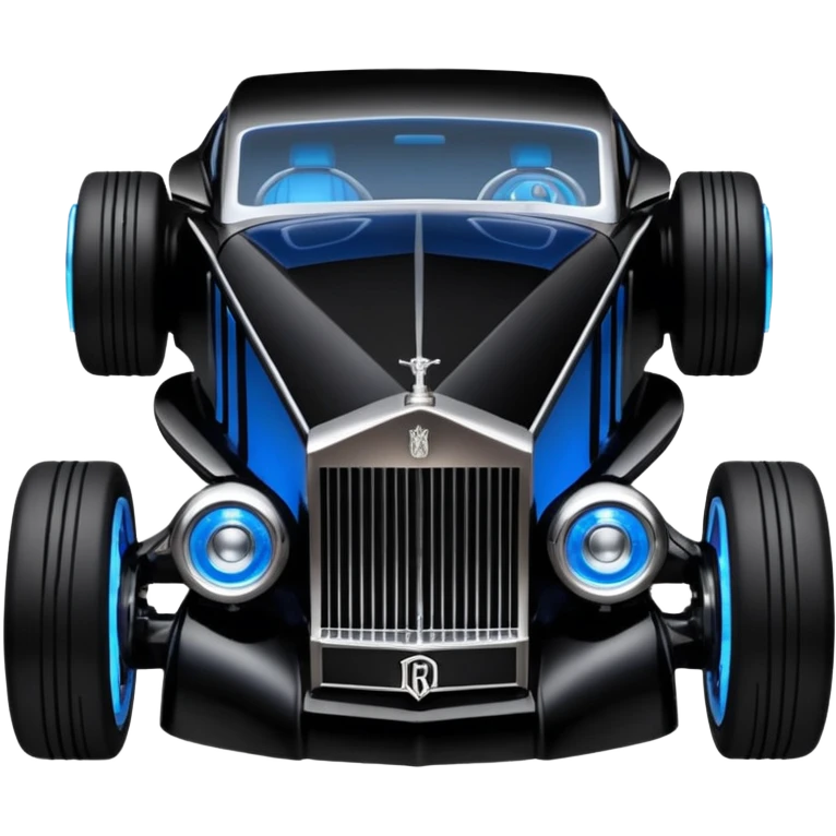  Shining Darth Vader themed 1934 style Rolls Royce scary Halloween monster rc car racing dark country road blue futuristic headlights  emoji