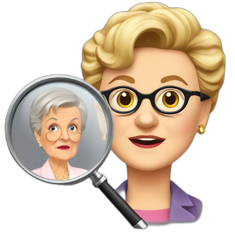 jessica fletcher and jessica fletcher coming out of a magnifying glass emoji