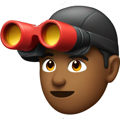 persona viendo con su binocular rojo emoji