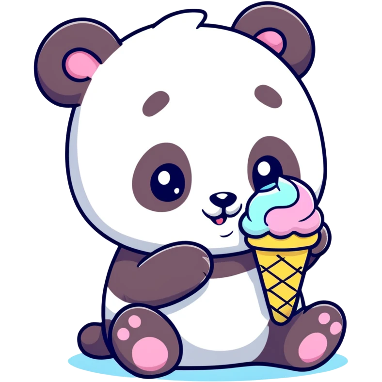 Panda eating ice cream emoji