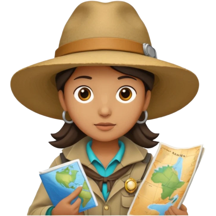 explorer with map, hold on the hand, watching map emoji