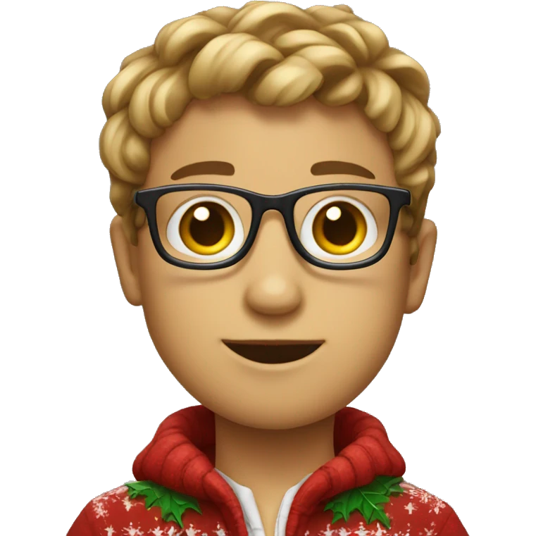 Boy with Crismas clothes and glasses  emoji