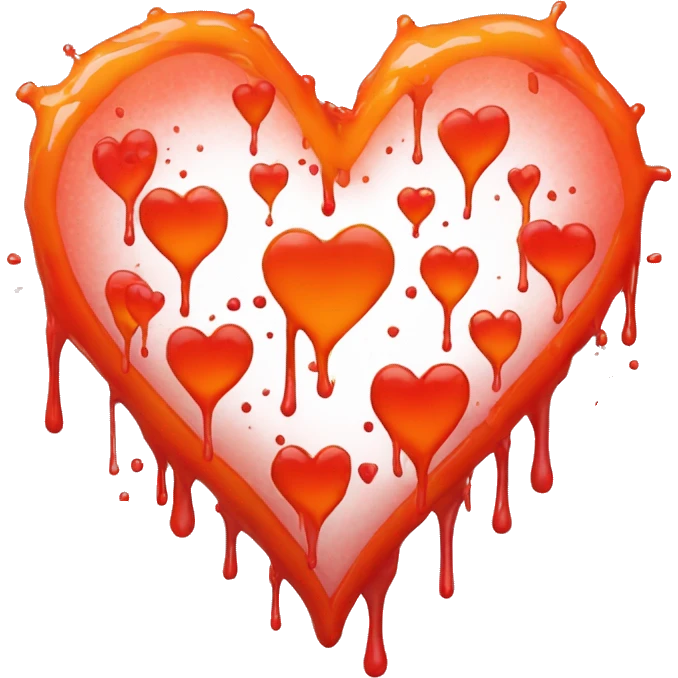 bleeding red heart glowing red-orange with splatter emoji