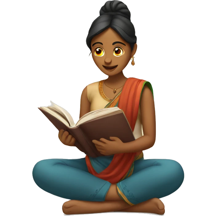 indian woman reading a book emoji