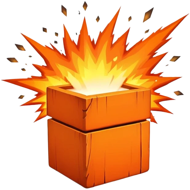 orange box with explosion behind it emoji
