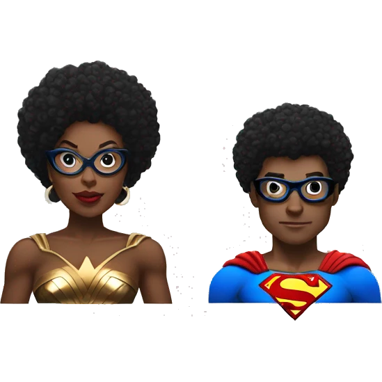 afro wonderwoman with superman with glasses emoji