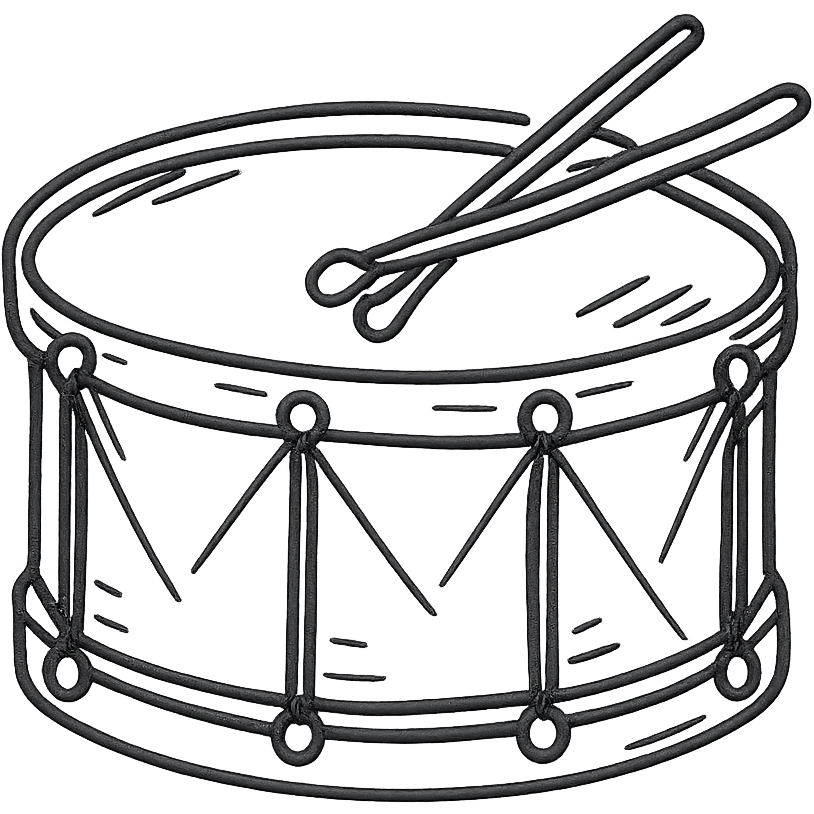 hand-drawn outlined snare drum emoji