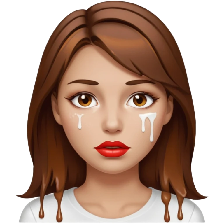 Brown Hair, Woman, white paint drip, face, hot, Sexy, lips emoji