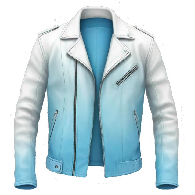 Realistic side view of a light blue to white ombre leather jacket isolated.  emoji