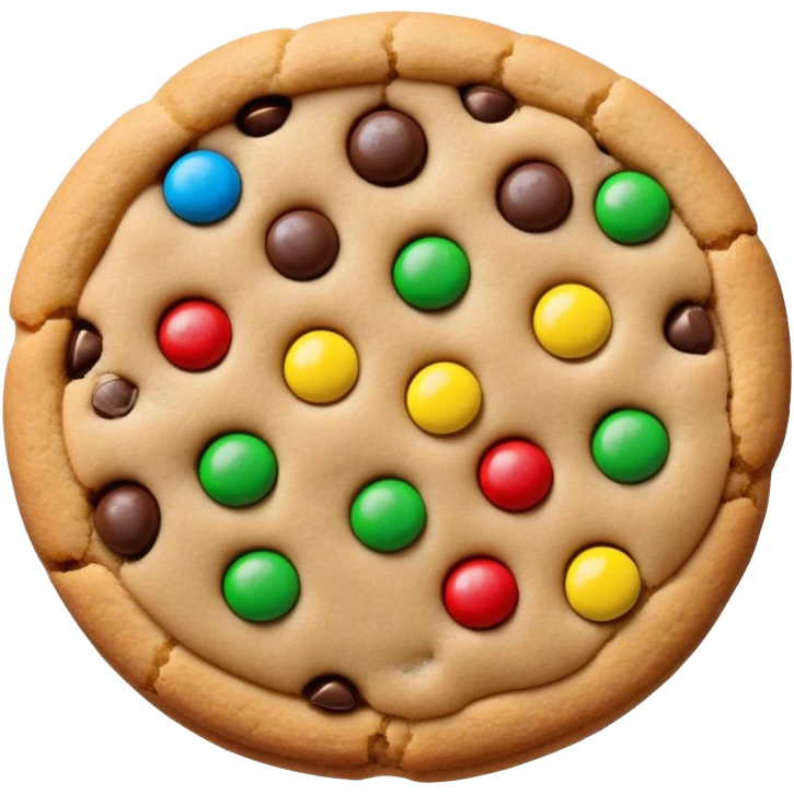 One cookie baked with M&m's  emoji