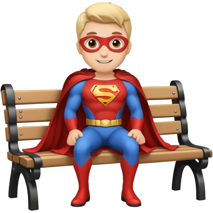 superhero relaxing on a park bench emoji