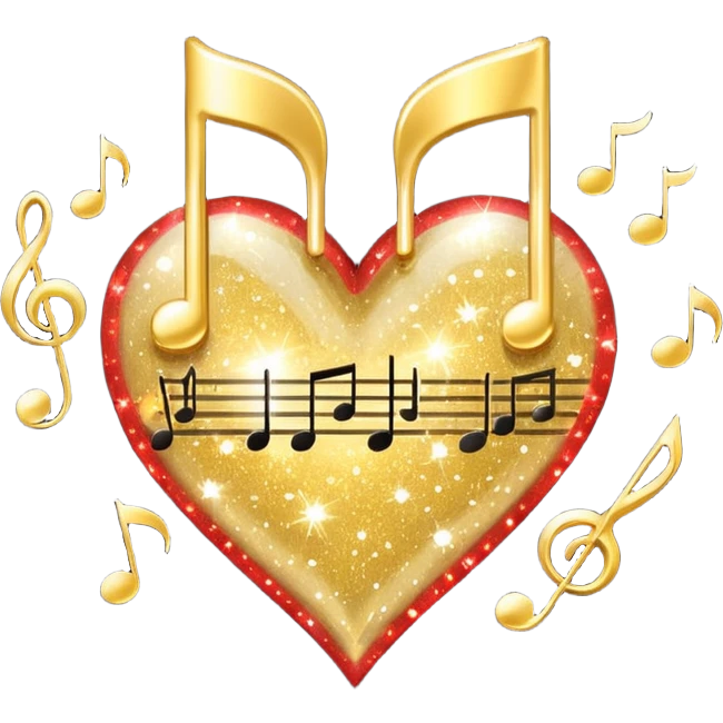 heart with music notes and sparkles, K-pop inspired emoji