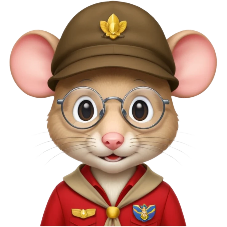 humaniod mice with a scout hat with glasses red uniform emoji