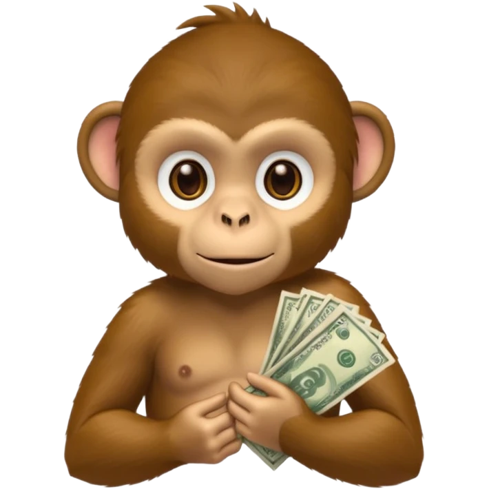 monkey holding money on sholdue emoji