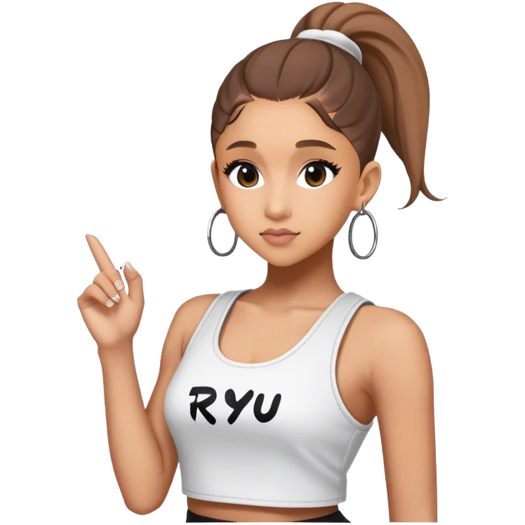 Ariana grande with "ryu" written on toptank emoji