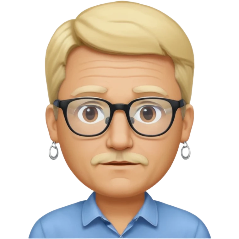 blond middle aged man wearing  big earrings, wearing glassess, with no beard emoji