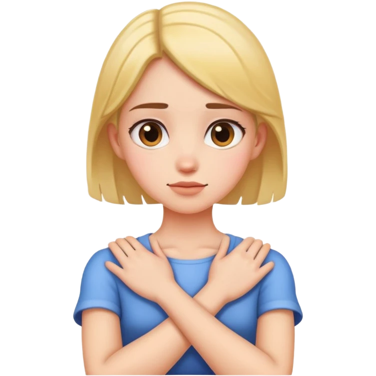 arms crossing holding neck girl emoji