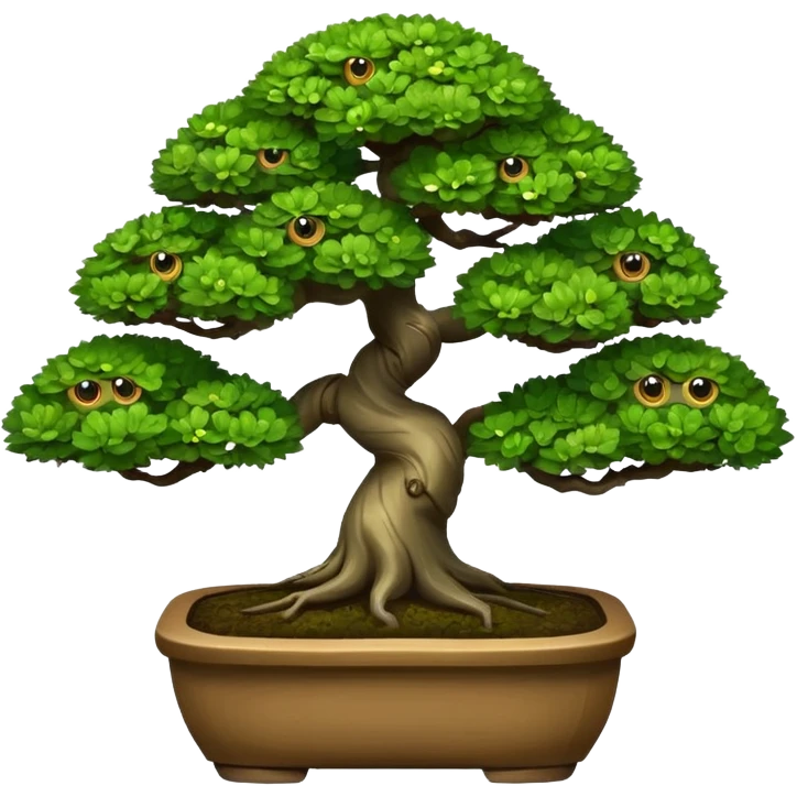 bonsai tree with cheerful eyes emoji style emoji