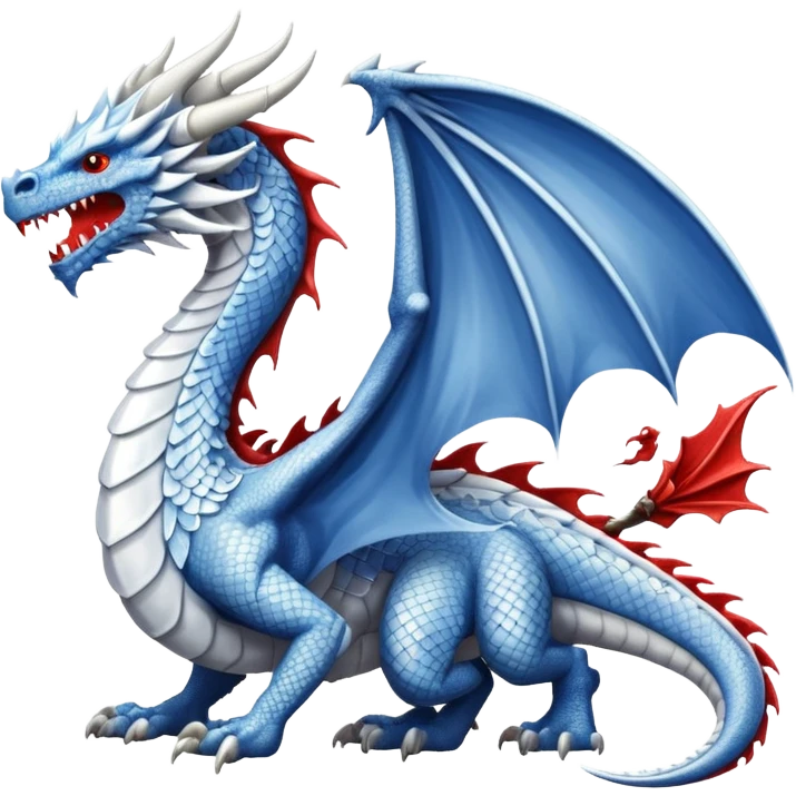 Create a flag with a red background and a white dragon like the red dragon of the welsh flag emoji