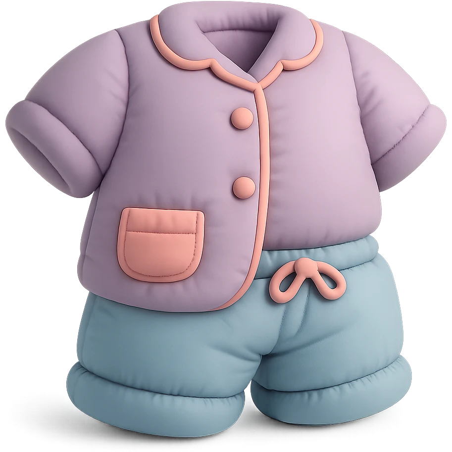 cute cushion style illustration of pajamas, soft and plush, pastel colors emoji