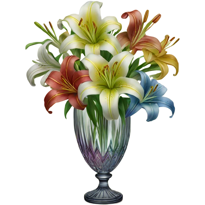 lily bouquet in a vintage crystal vase  emoji