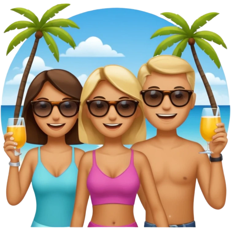 3 persons going on holiday vacation, group travel emoji
