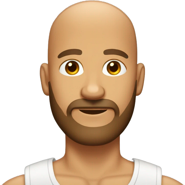 Bald head tan skin man with thick brown beard emoji