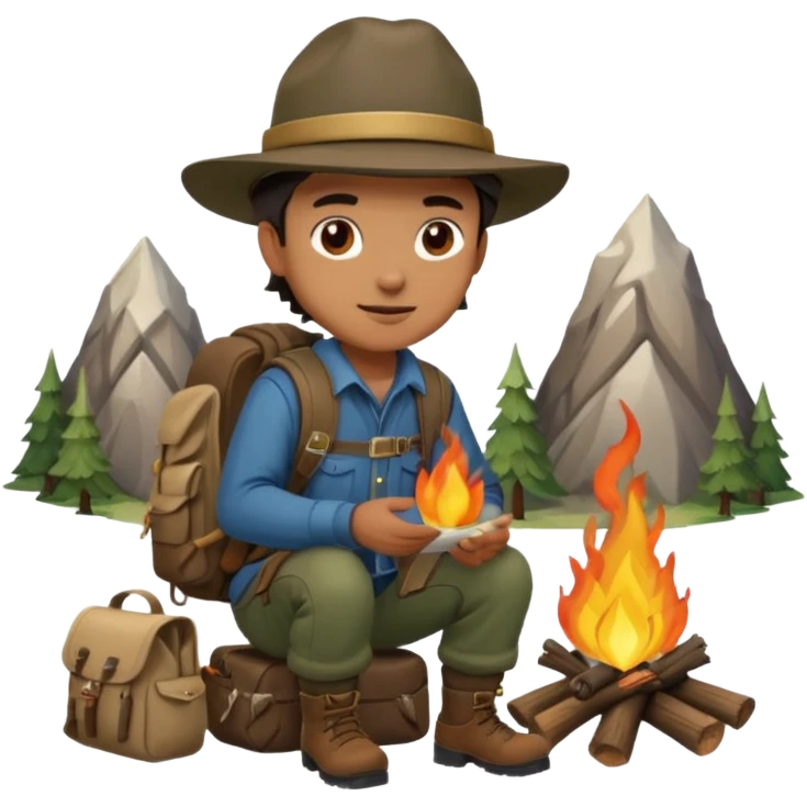 mountain ranger at campfire emoji
