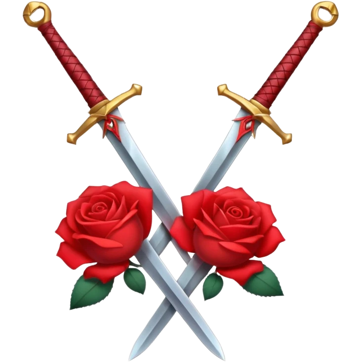 Crossed weapons with a rose emoji