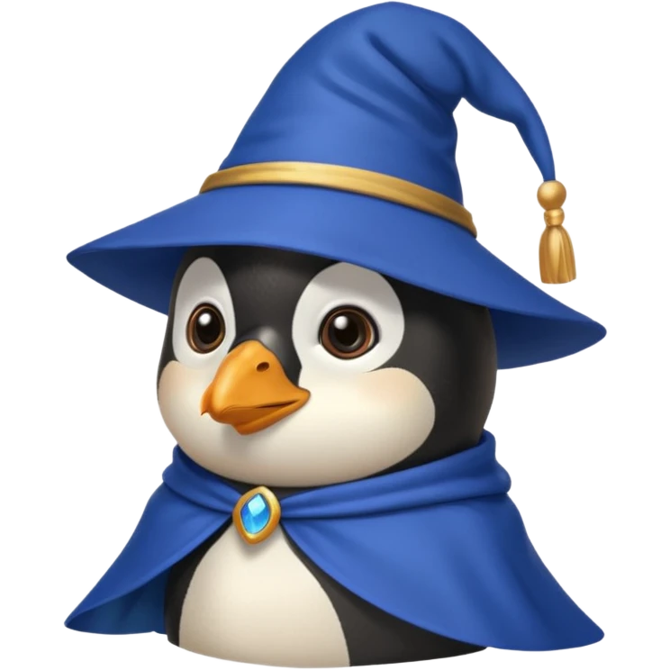 A penguin wizard with a blue cape emoji