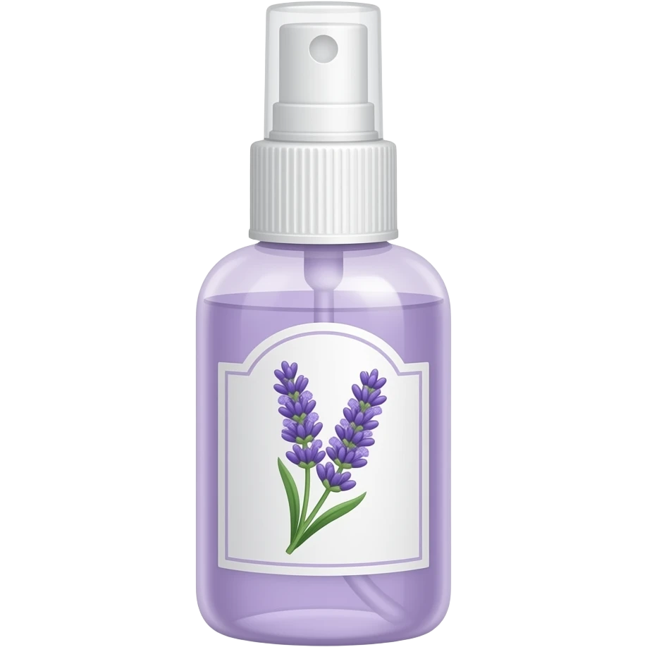 Thin see through Light purple spray bottle with lavender flower label emoji
