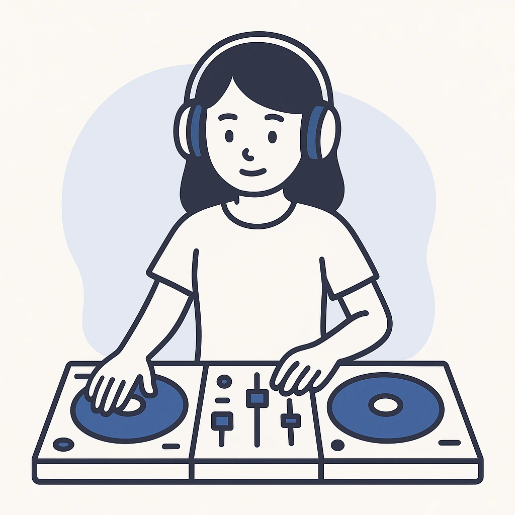 girl playing DJ set emoji