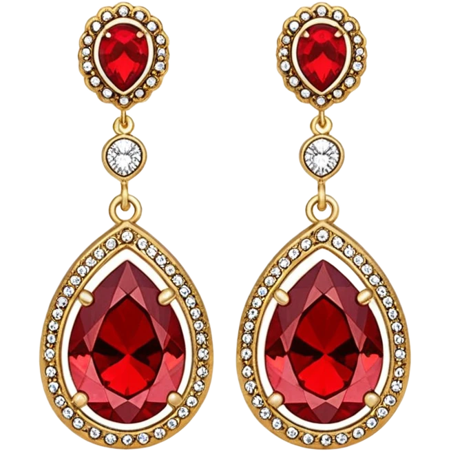 Rending betsy Johnson red rhinestone and gold dangle earrings  emoji