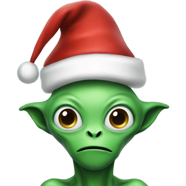 Alien wearing santa hat emoji
