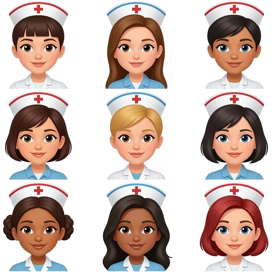 a group of nurses heads emoji