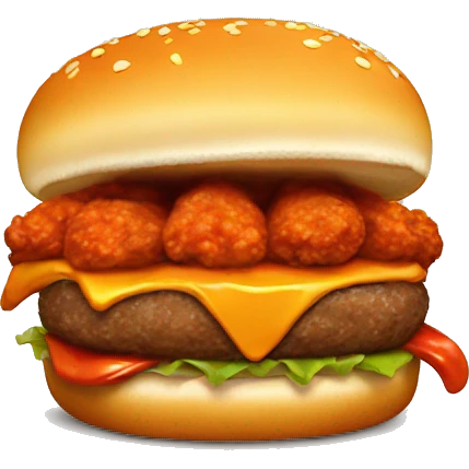 Burger eating hot wings emoji