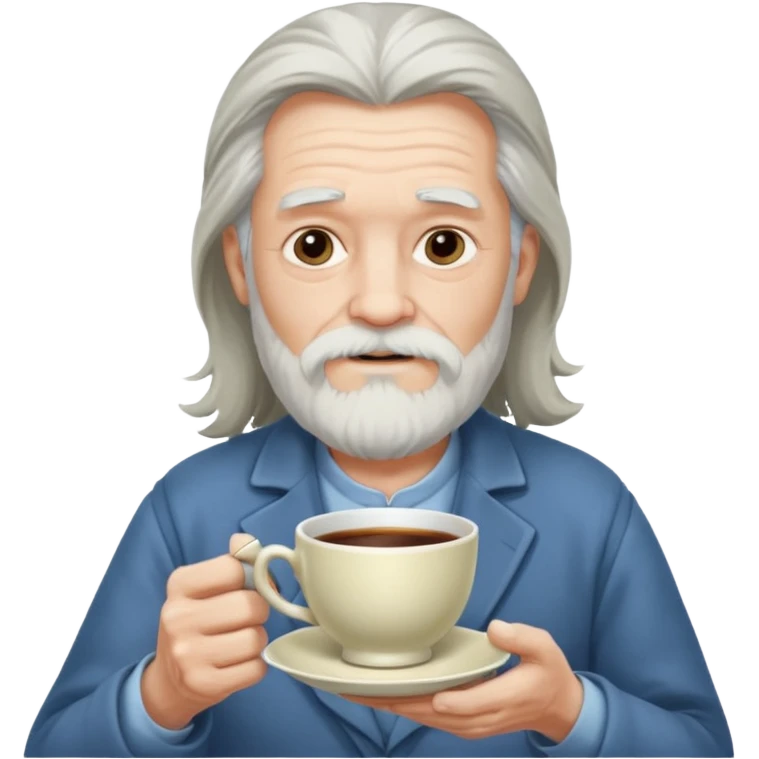 Bearded elderly with teacups long hair emoji