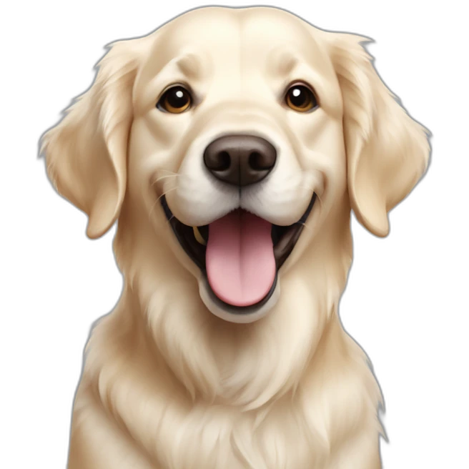 English cream retriever being super happy emoji