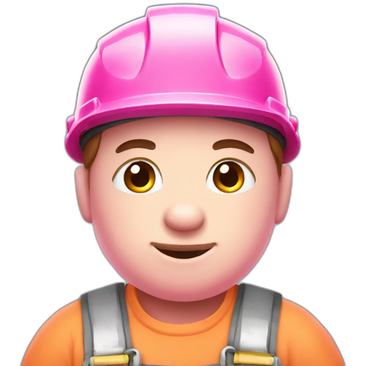 cute pink bear construction worker emoji