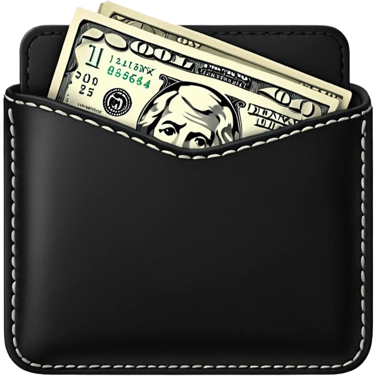 blow wallet with a single one dollar bill inside, just one dollar emoji