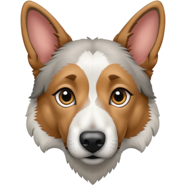 chien croisé malinois berger australien (ressemble + au malinois, yeux gris et poils mi long et gris emoji