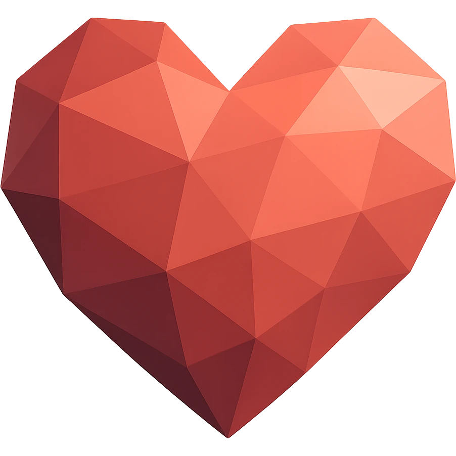 heart with a geometric low-poly design, digital illustration style, no background emoji