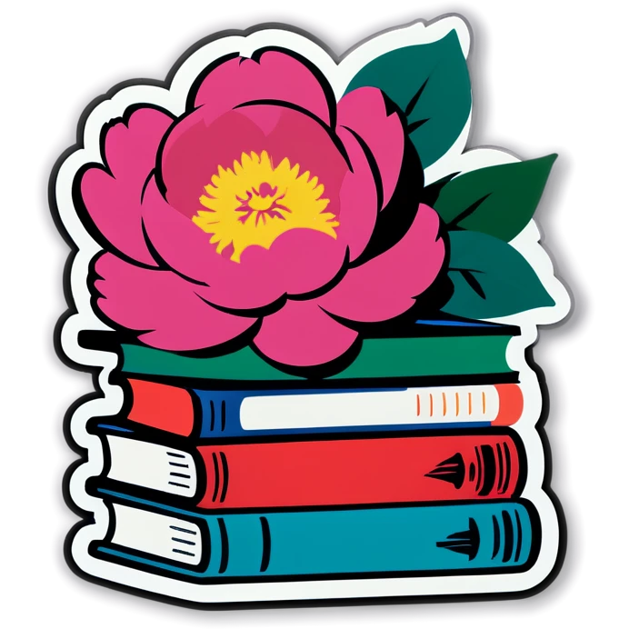Books and peony emoji